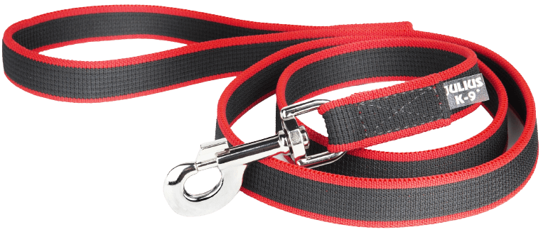 Julius K9 Premium Jogging Leash koiranhihna joustolla, 1,3 m, musta/punainen