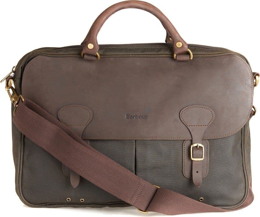 Barbour Wax Leather Briefcase laukku, Olive