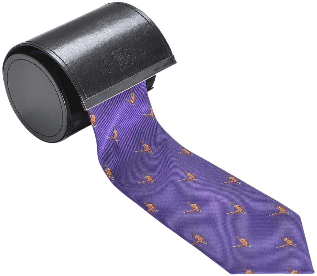 Alan Paine Ripon Silk Tie silkkisolmio, Standing Pheasant Purple