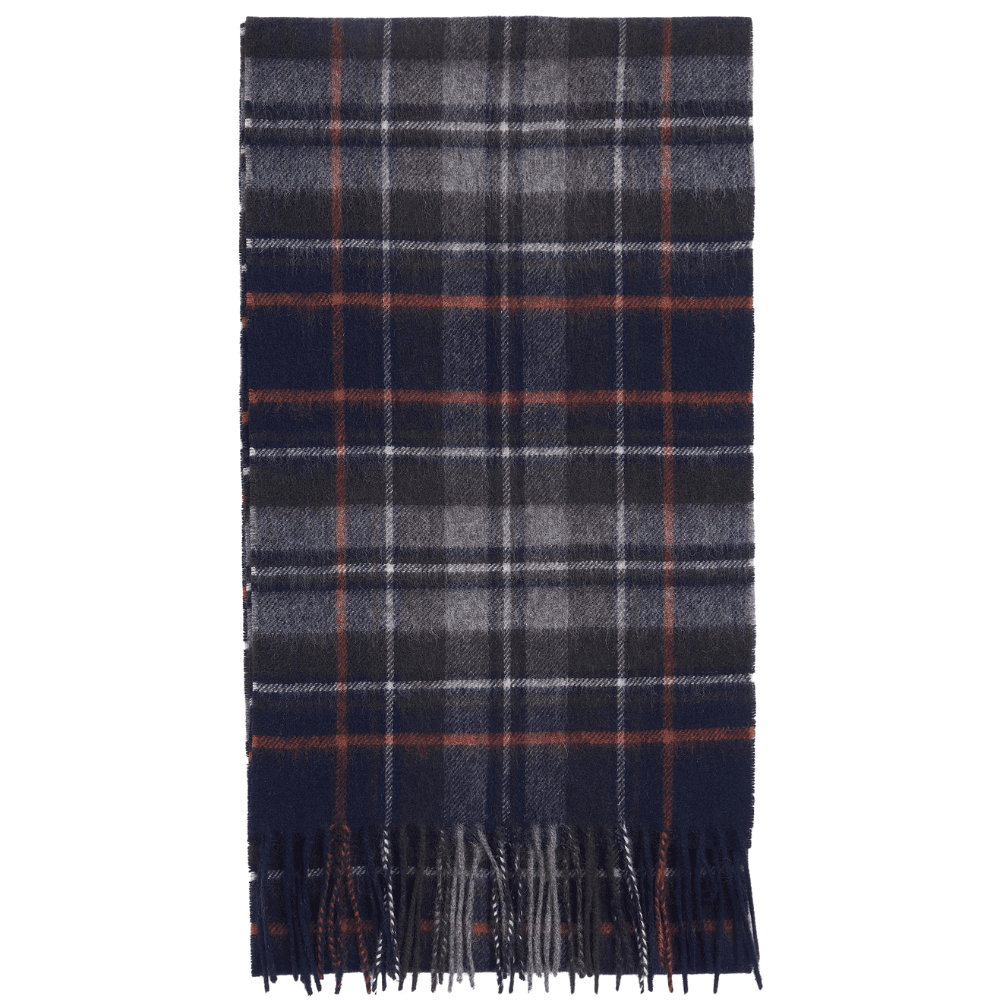 Barbour New Check Tartan Scarf Navy/Dark Ginger
