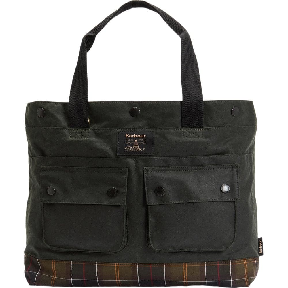 Barbour Field Wax Tote Bag Sage/Classic