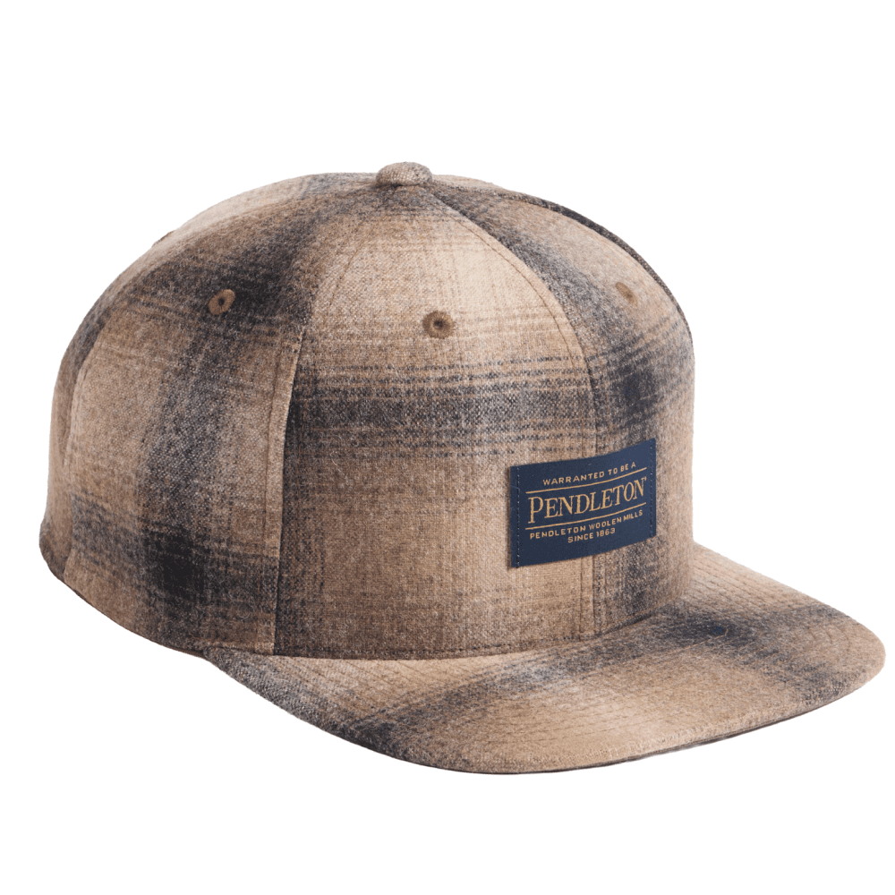 Pendleton Plaid Flat Brim Hat Tan/Taupe Ombre
