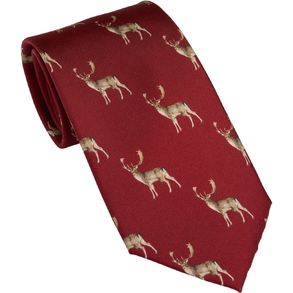 Laksen Fallow Deer Tie Vintage Red
