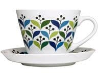 Sagaform Retro teekuppi ja aluslautanen, sininen