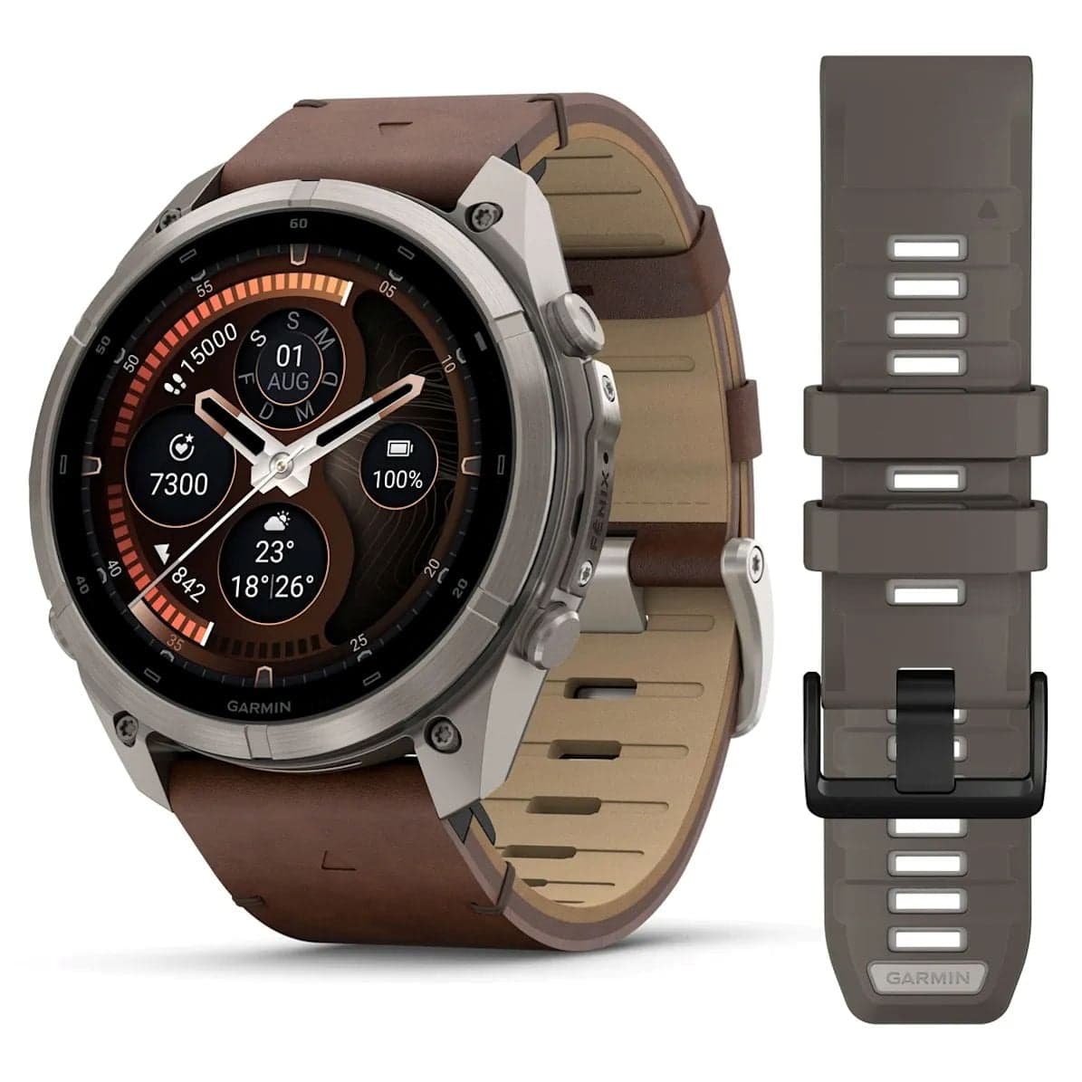 Garmin Fēnix 9 Pro – inReach, 51 mm Titanium with walnut leather 010-04337-41