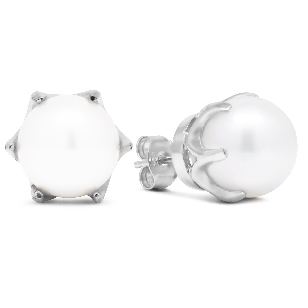 Valkokultaiset helmikorvakorut 10 mm 10310Wvalk