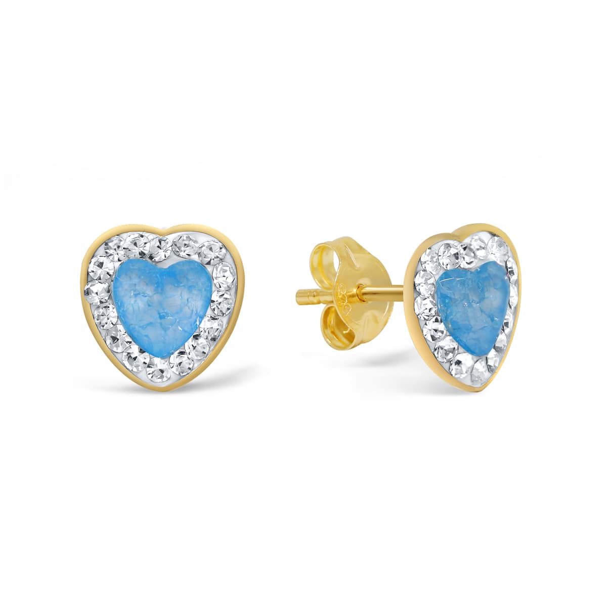 Kultaiset korvakorut, sininen sydän 107621Zaqua