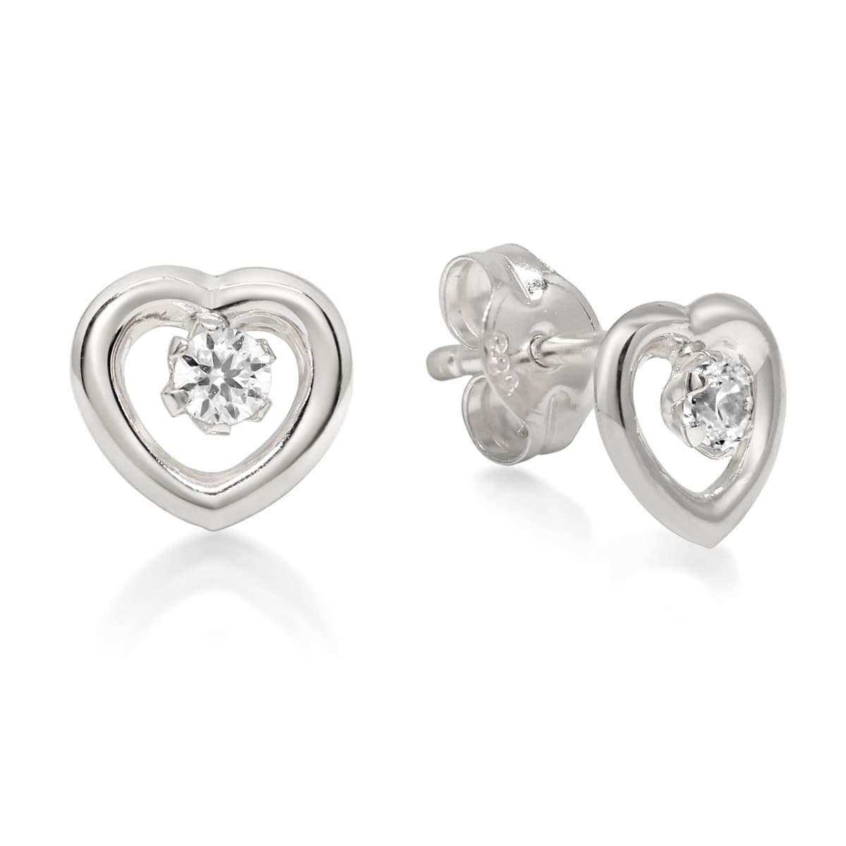 Valkokultaiset sydänkorvakorut 123161ZW