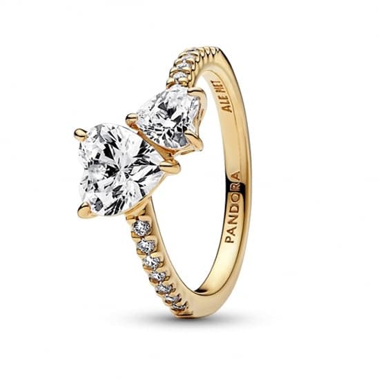 Pandora Double Heart Sparkling sormus 161198C01