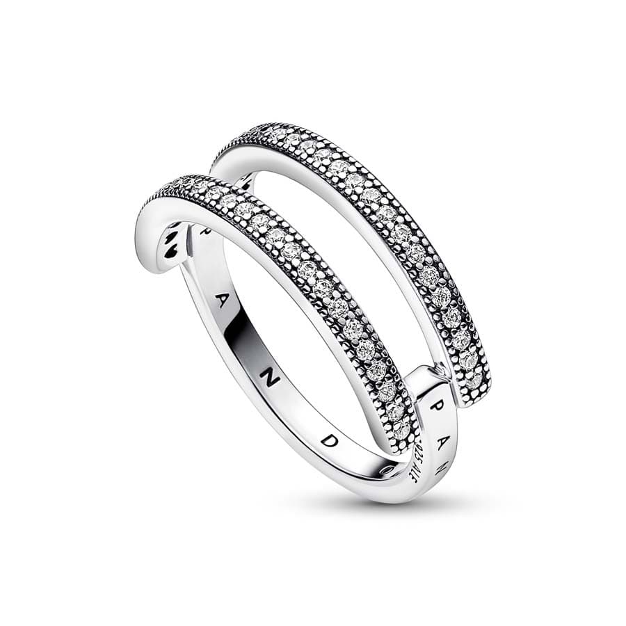 Pandora Signature Logo & Pavé Double Band sormus 192779C01