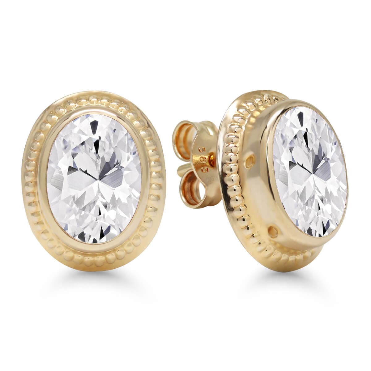 Kultaiset korvakorut, ovaali zirkonia 23-1046Z