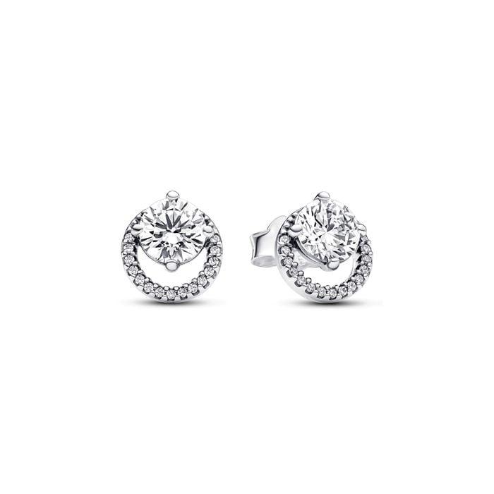 Pandora Sparkling Round Halo korvakorut 291248C01