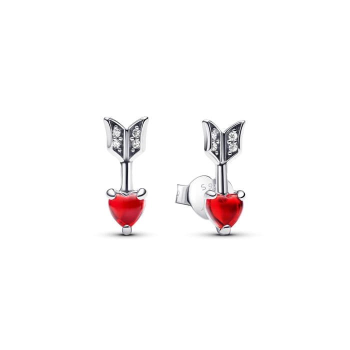 Pandora Arrow & Murano Glass Heart Stud korvakorut 293668C01