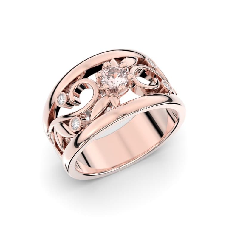 Festive Metsän Aarre Morganiitti timanttisormus 14-538-029M-PK-HSI1