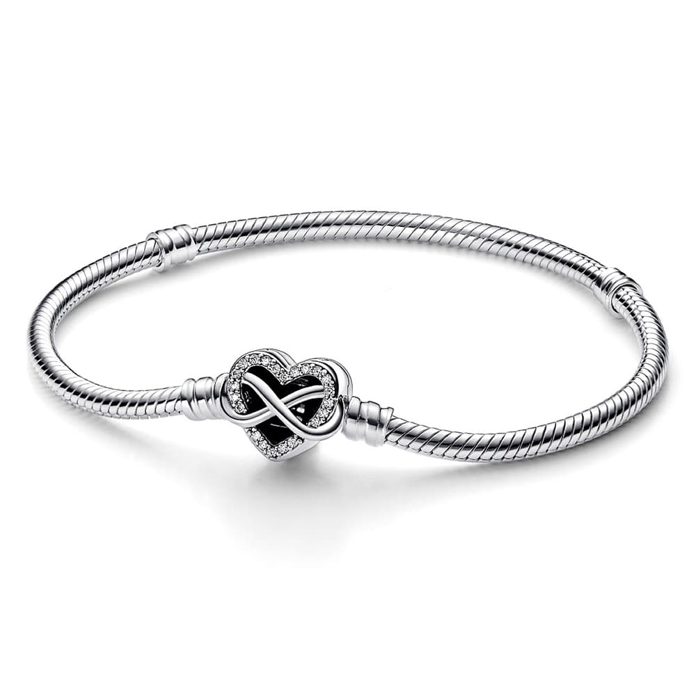 Pandora Moments Sparkling Infinity Heart Clasp Snake Chain 17 cm 592645C01