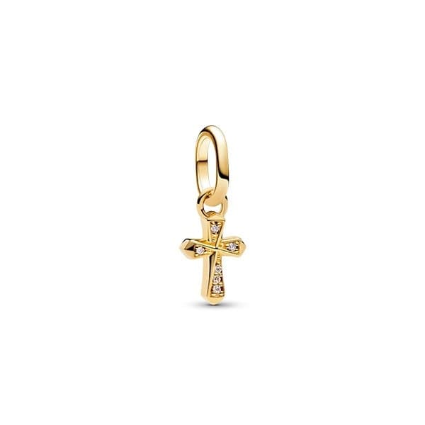 Pandora Sparkling Cross Mini Dangle hela, kullattu 763044C01