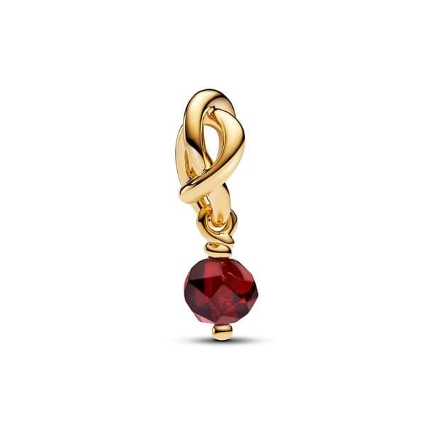 Pandora Faceted Red Eternity Circle Dangle hela 763462C01 / tammikuu