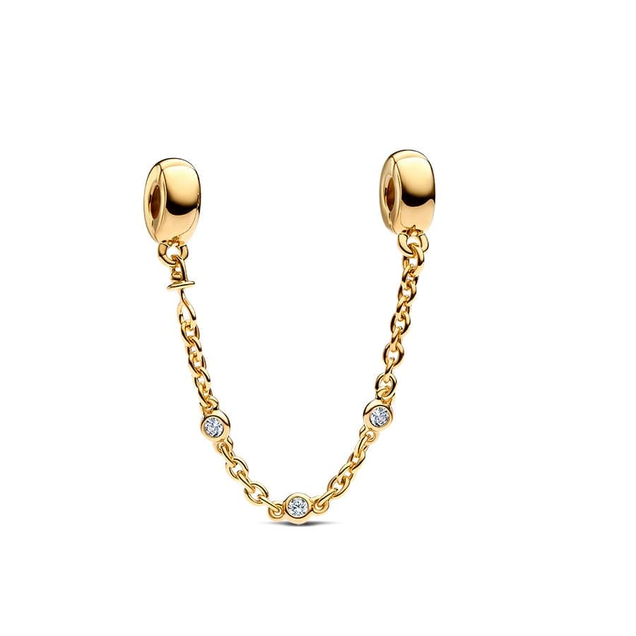 Pandora Triple Clear Stone turvaketju, 14K kullattu 763515C01-05