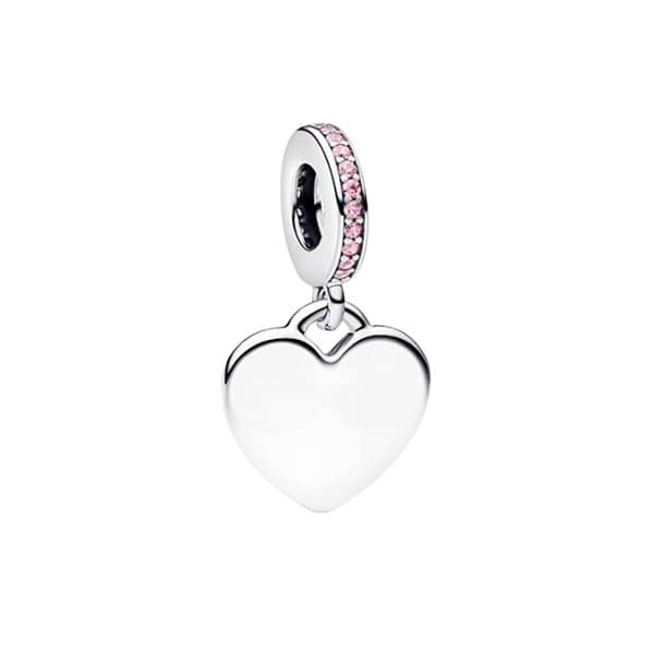 Pandora Engravable Heart Pink Stone Dangle hela 793926C02