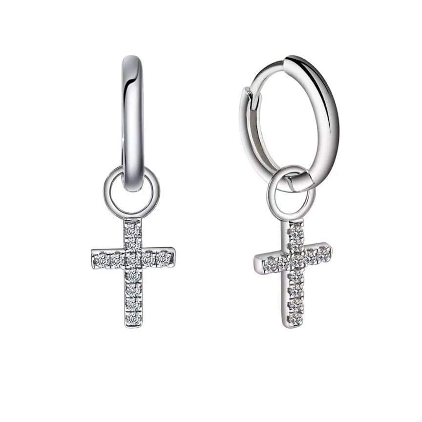 Hopeiset ristikorvakorut E35491