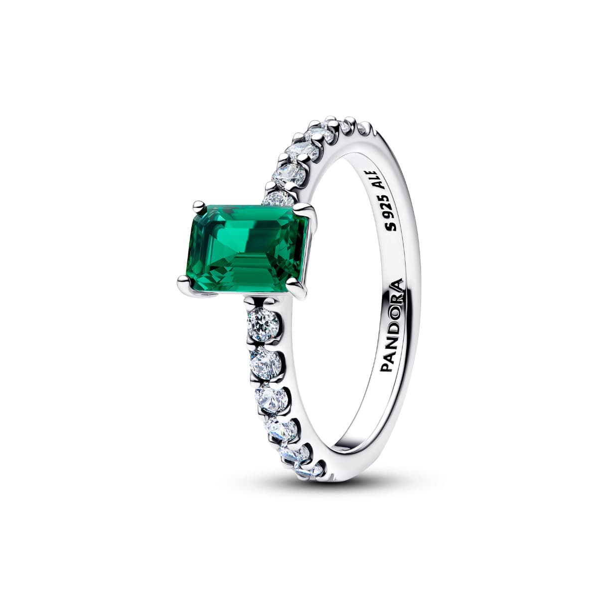 Pandora Rectangular Sparkling Green Halo sormus 194506C01