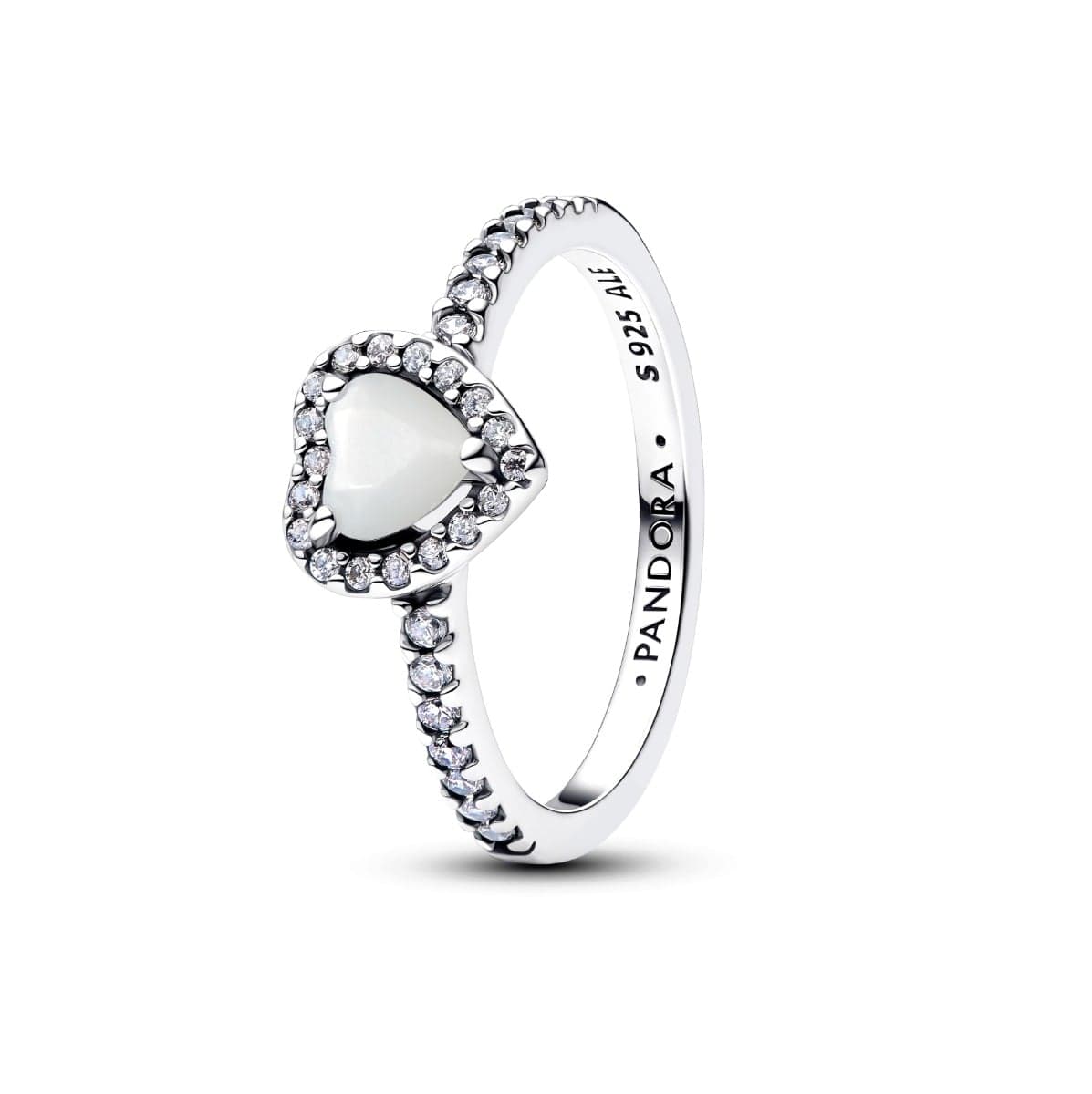 Pandora Elevated White Heart sormus 198421C11