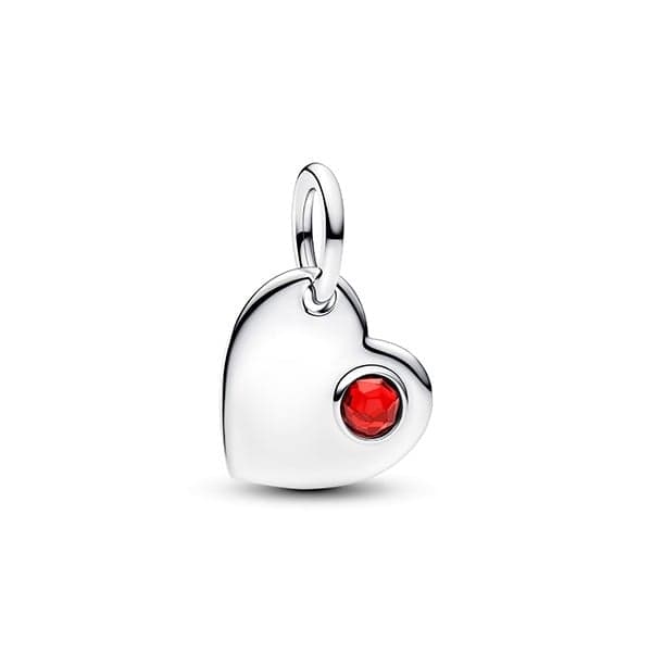 Pandora Engravable Heart Red Stone Dangle hela 794295C01