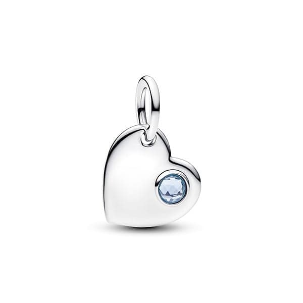Pandora March Engravable Aqua Blue Stone Heart Dangle hela 794295C03