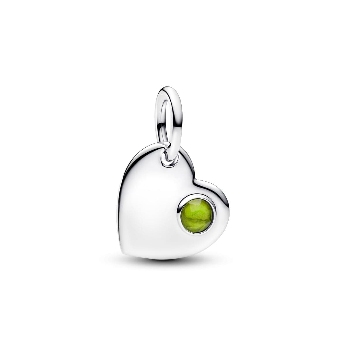 Pandora August Engravable Heart Spring Green Stone Dangle Charm hela 794295C08