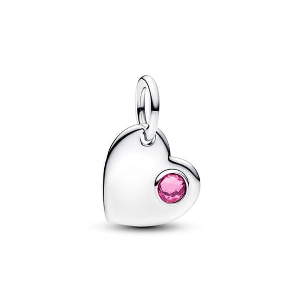 Pandora October Engravable Pink Stone Heart Dangle hela 794295C10