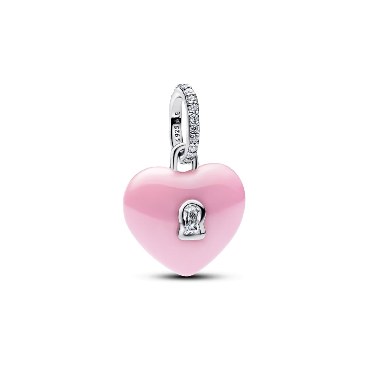 Pandora Pink Ceramic Heart Padlock Dangle Charm hela 794424C01