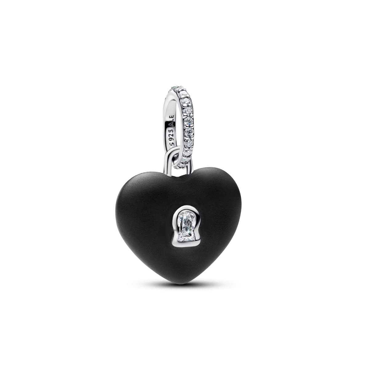 Pandora Matte Black Ceramic Heart Padlock Dangle Charm hela 794424C02