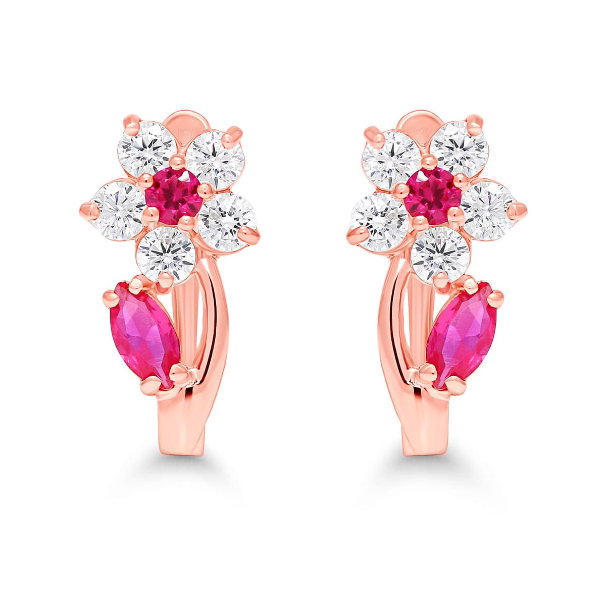 Punakultaiset korvakorut / kukka K-E40808ZpuRG