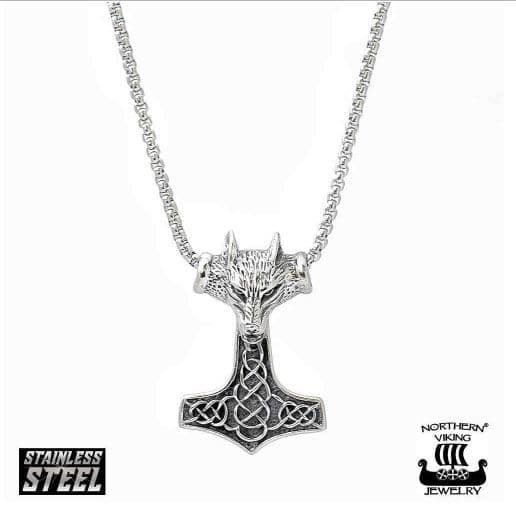 Northern Viking Jewelry Fenrir Wolfhead Thorin Vasara -kaulakoru 60 cm NVJRS052