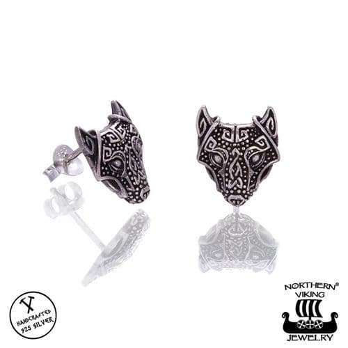 Northern Viking Jewelry Gurdian Wolf -korvakorut NVJKK028