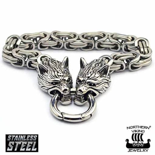Northern Viking Jewelry Byzantine Wolf Head Rannekoru 22 cm NVJRA015