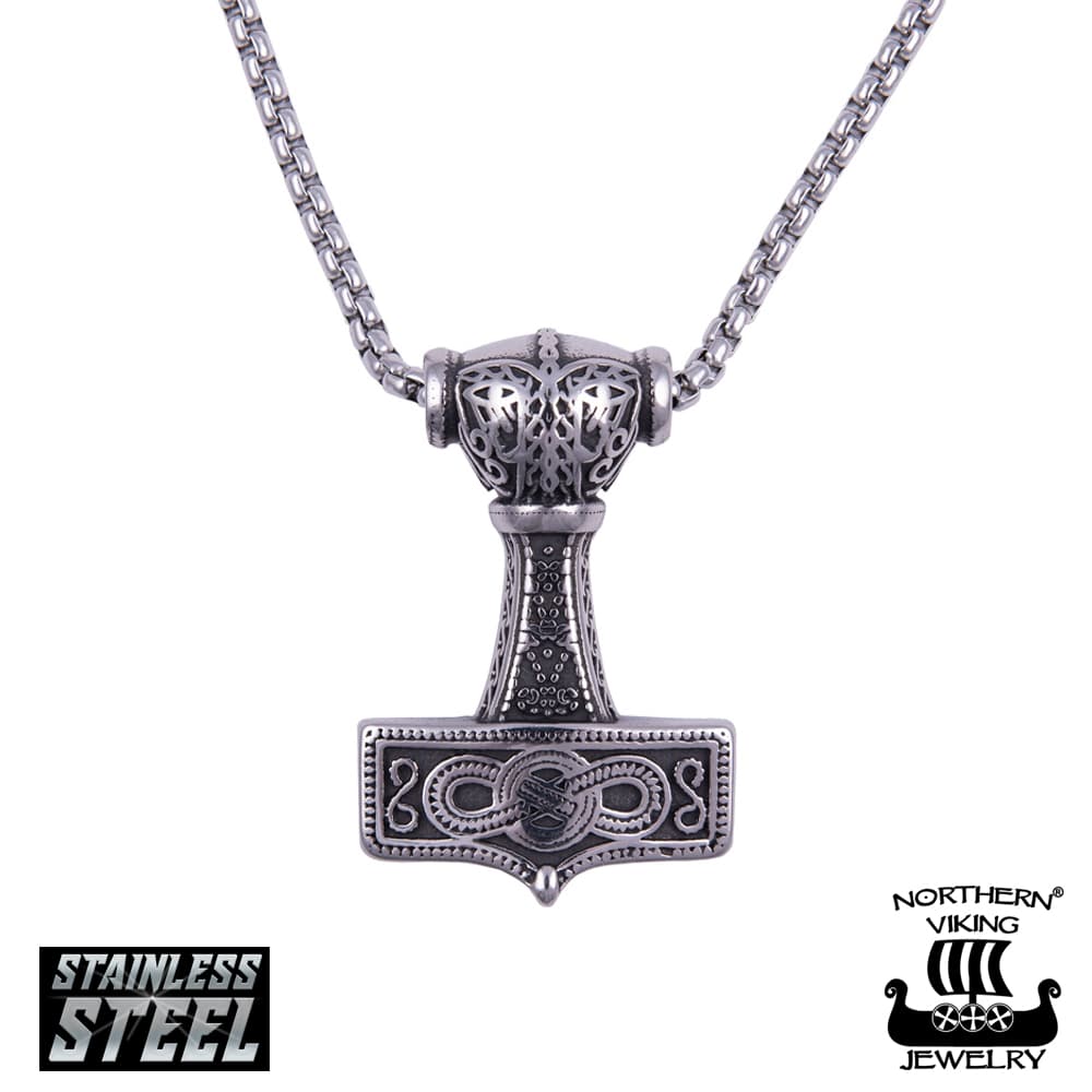 Northern Viking Jewelry Eternity Knotwork Thor"'s Hammer kaulakoru 50 cm NVJRS090