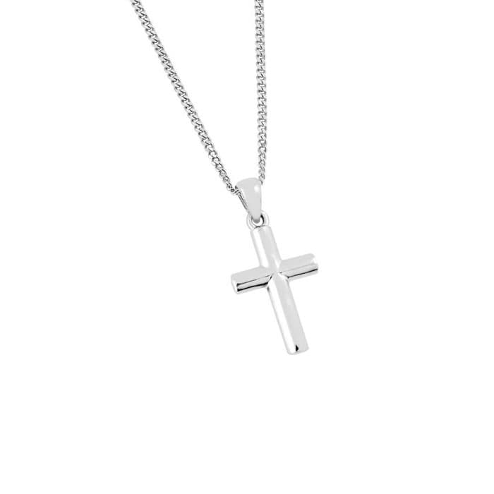 Hopeinen ristikaulakoru 17 x 11,5 mm, 42+3 cm OTN-230620 42+3