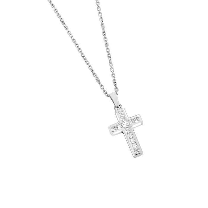 Hopeinen ristikaulakoru 19 x 12,5 mm 42+3 cm OTN-230626 42+3