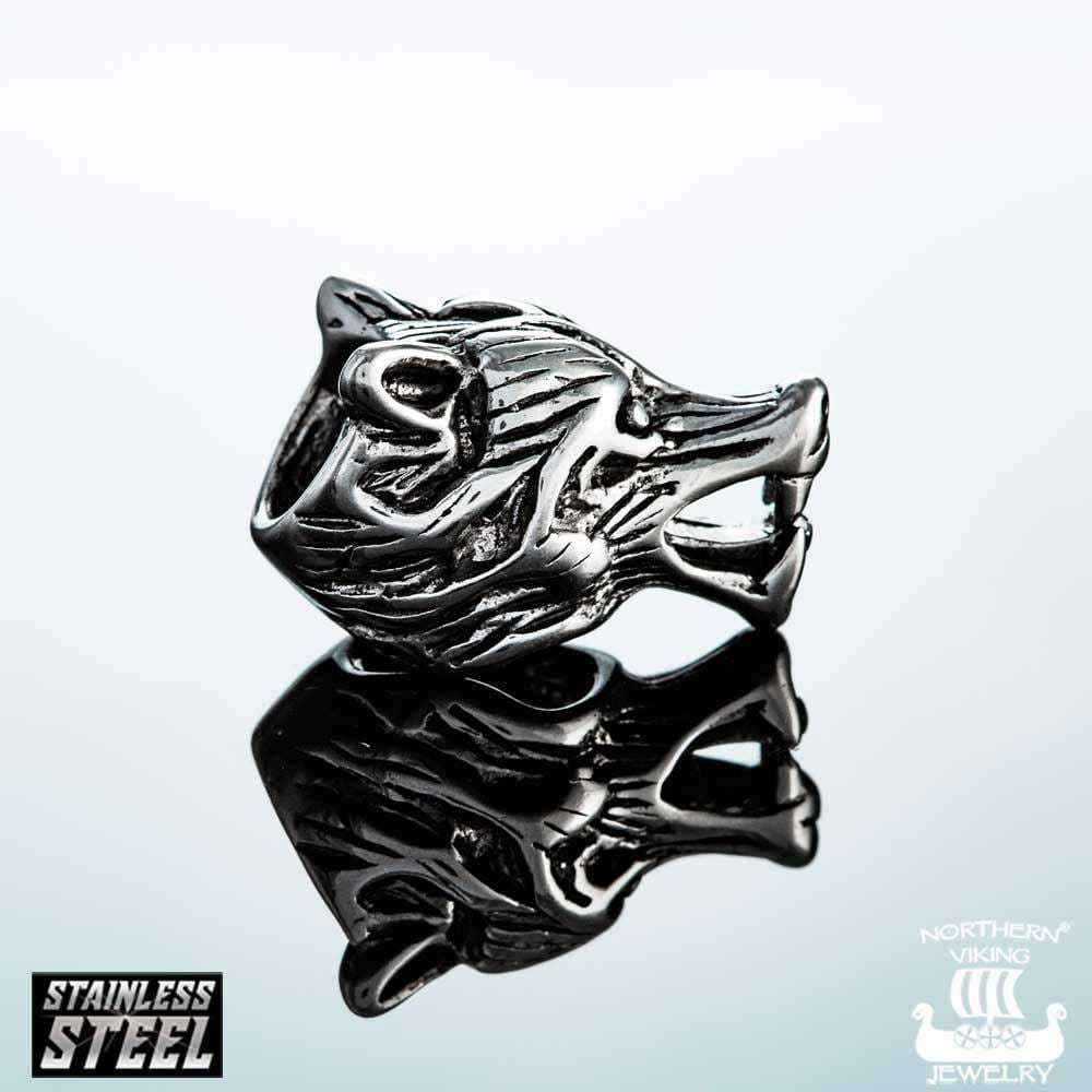 Northern Viking Jewelry Wolf Head -partakoru NVJHE009