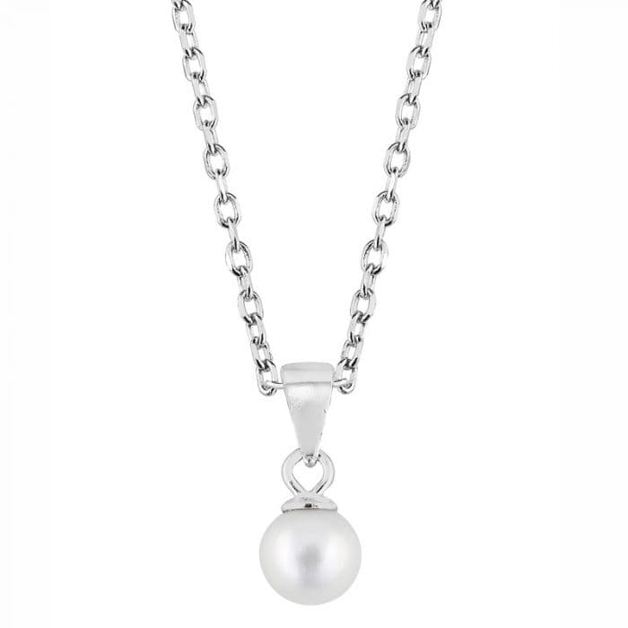 Hopeinen kaulakoru, kastehelmi PEND W/PEARL 5MM 36+2CM