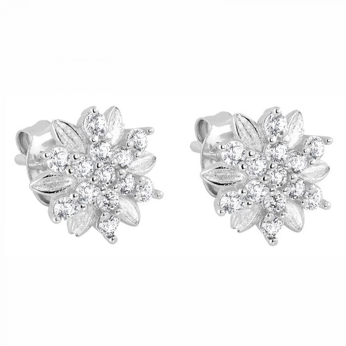 Hopeiset korvakorut, kukka PESS1033