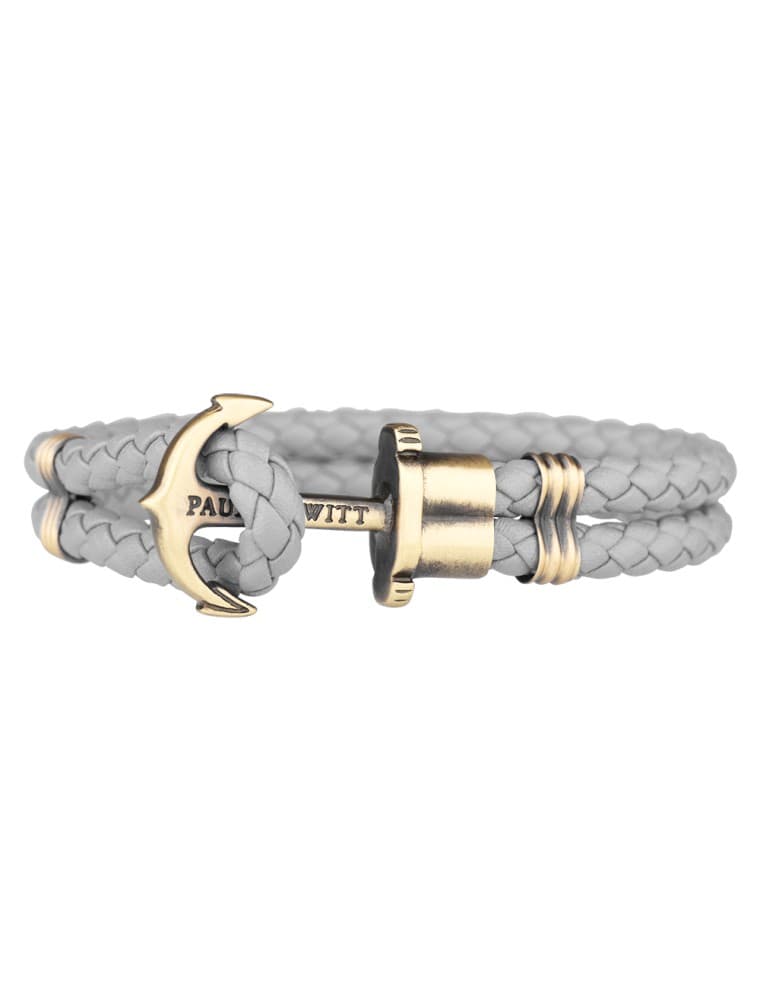 Paul Hewitt Leather Phrep Anchor Brass Grey -rannekoru (L) PH-PH-L-M-GR-L