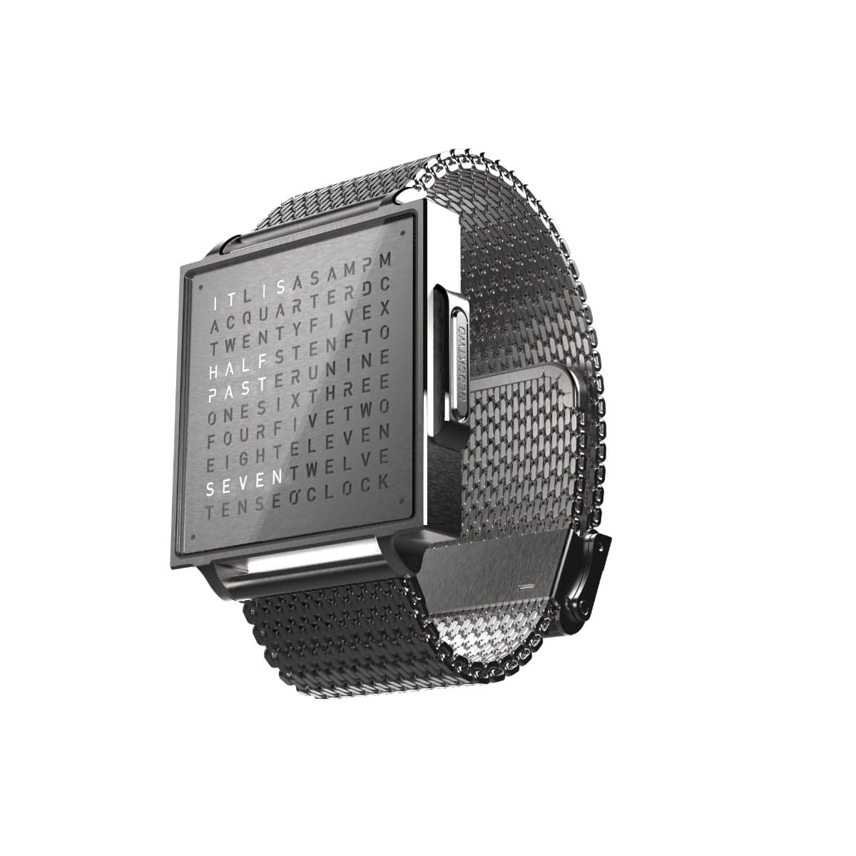 Qlocktwo W Fine Steel English rannekello QW38EN3BRBMBRN