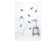 Ferm Living Drawing Birds seinätarra, musta