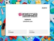 Lelufantti.com Digitaalinen Lahjakortti (arvo 30 eur)