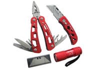 Multityökalusarja taskulampulla