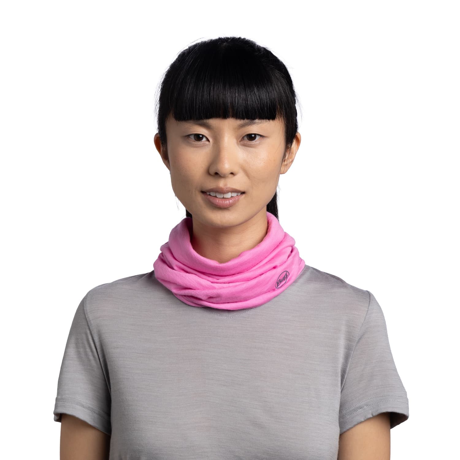 Buff Lightweight Merino Solid Fl Fuchsia kauluri