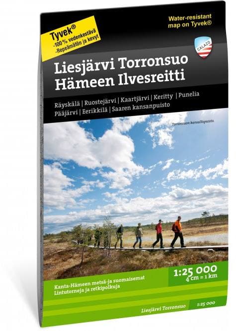 Calazo Liesjärvi Torronsuo Tyvek retkeilykartta, suomi