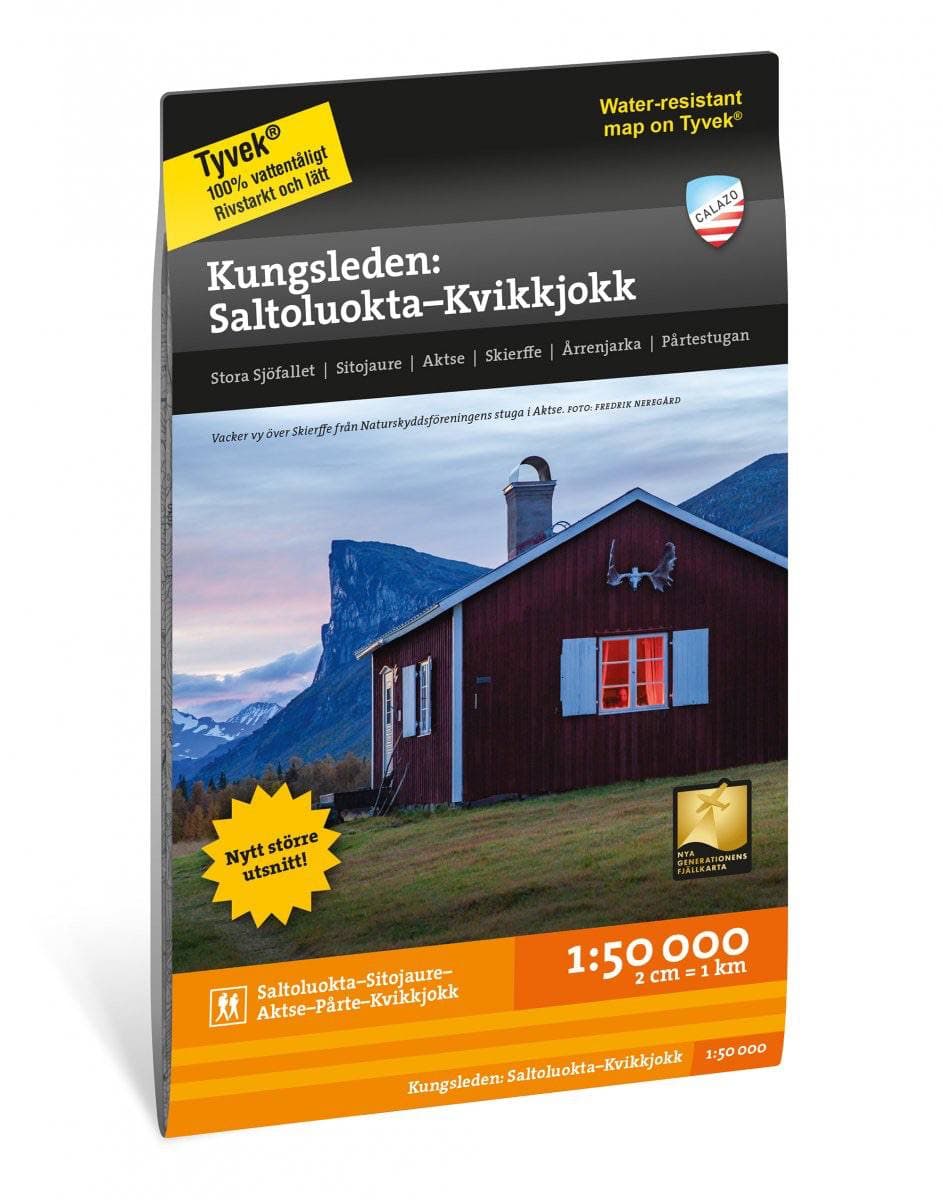 Calazo Kungsleden: saltol-kvikkjokk tyvek ulkomaan retkeilykartta